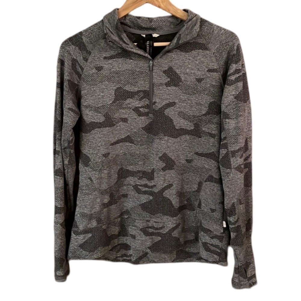 Mondetta Long Sleeve 1/4 Zip Light Gray Camo Active Top NWT Size XL